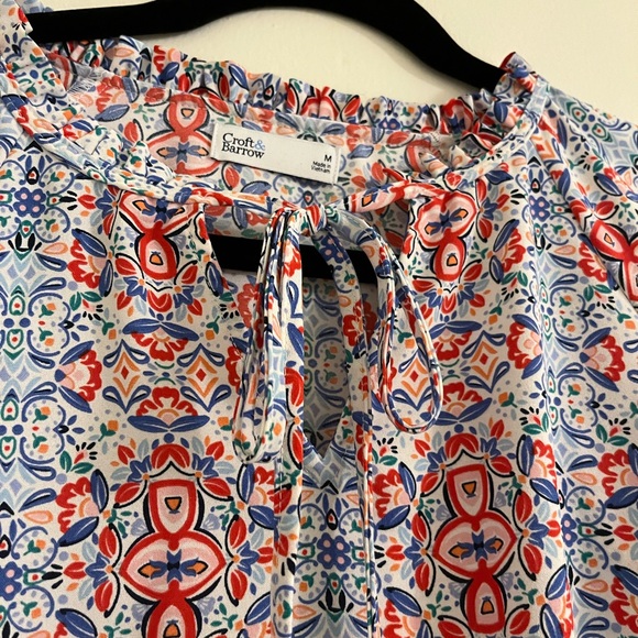 Croft & Barrow Red and Blue Patterned Blouse - Picture 3 of 4